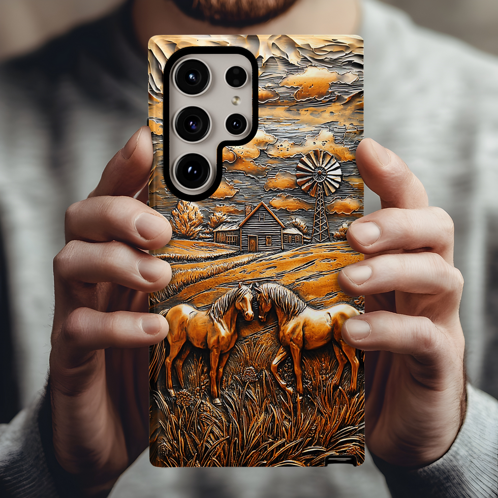 Thumbnail: Faux Carved copper horses Tough Case, iphone, galaxy S, Google Pixel