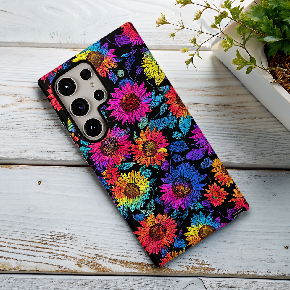 Thumbnail: Neon Rainbow Sunflowers Tough Case, for your iPhone, Galaxy S, or Pixel