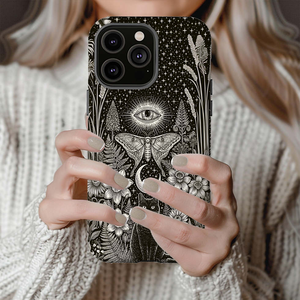 Thumbnail: Mystical Moon, Black cat Tough Phone Case, iPhone, Galaxy S, Google Pixel