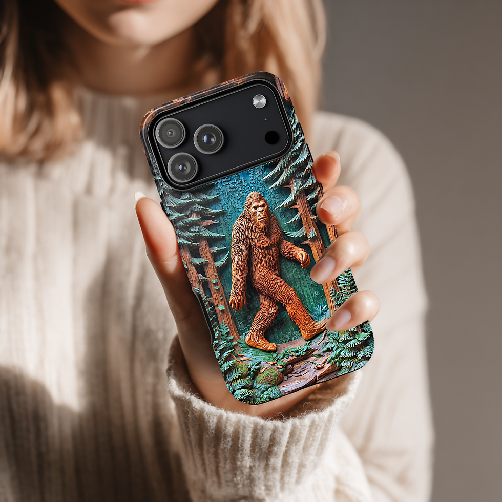 Thumbnail: Faux Wood Bigfoot, Sasquatch Tough Case for iPhone, Galaxy S or Google Pixel
