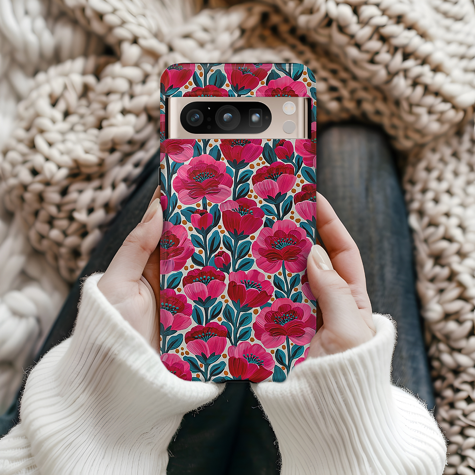 Thumbnail: Shabby Chic Pink Roses Floral Tough Case | iPhone, Galaxy S, Pixel