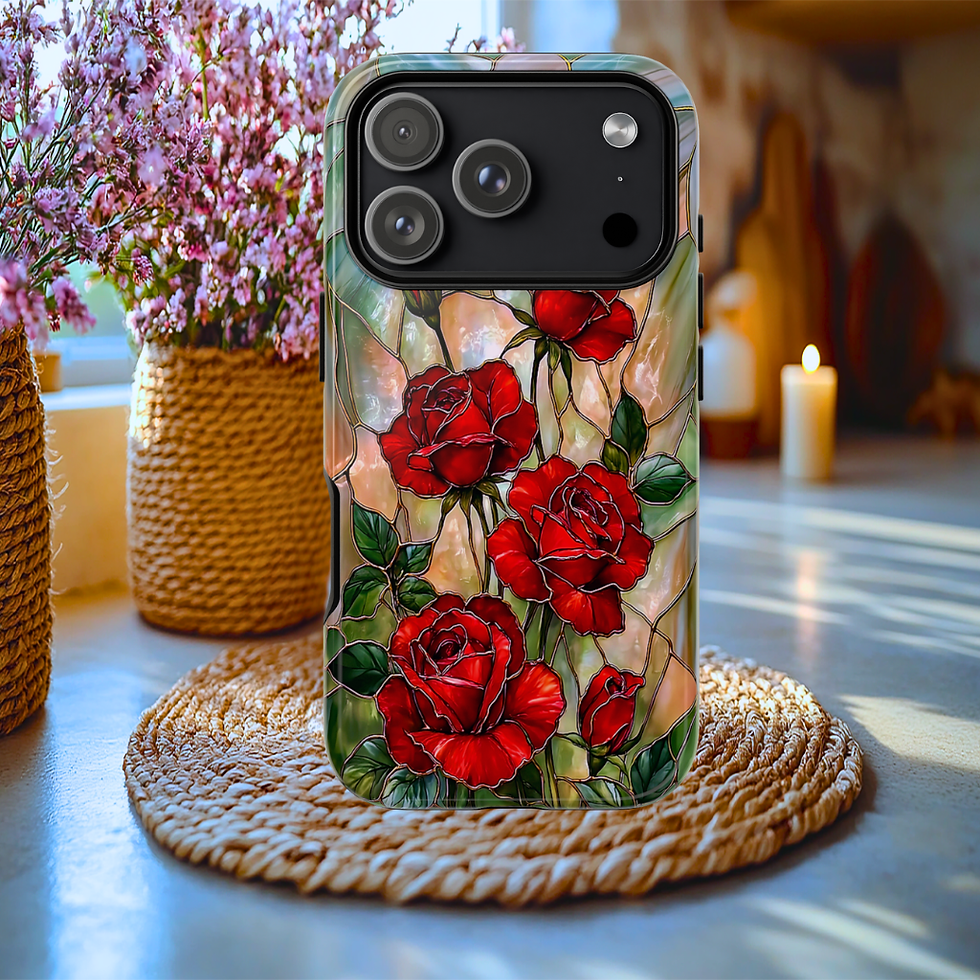 Faux Stained Glass Roses iphone 17 pro