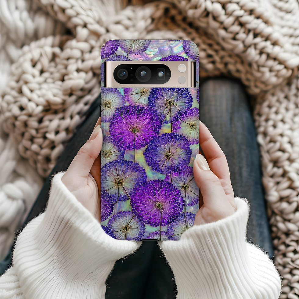 Thumbnail: Faux stained Glass Allium Tough Case, iPhone Pro Max, Galaxy S ultra, Pixel pro