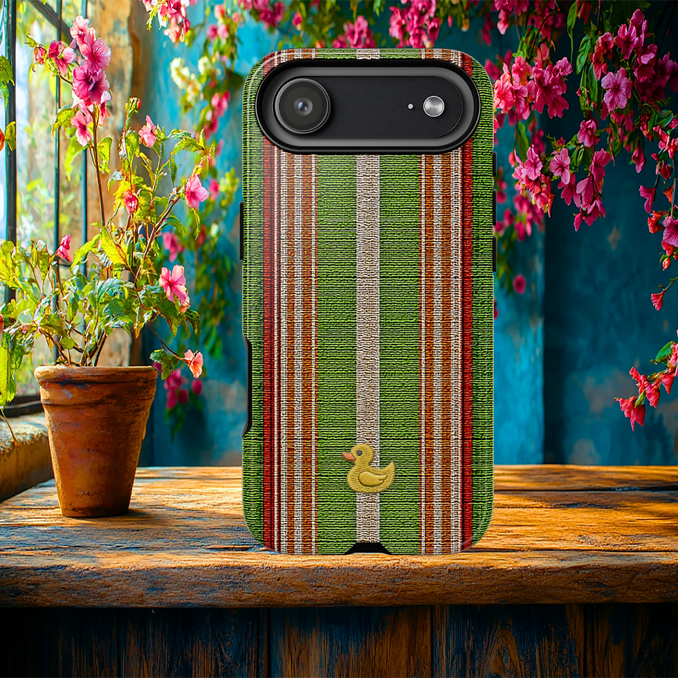 Thumbnail: Sage Green Striped Tough Phone Case, Cute Duck, iphone, Galaxy S, Google Pixel,