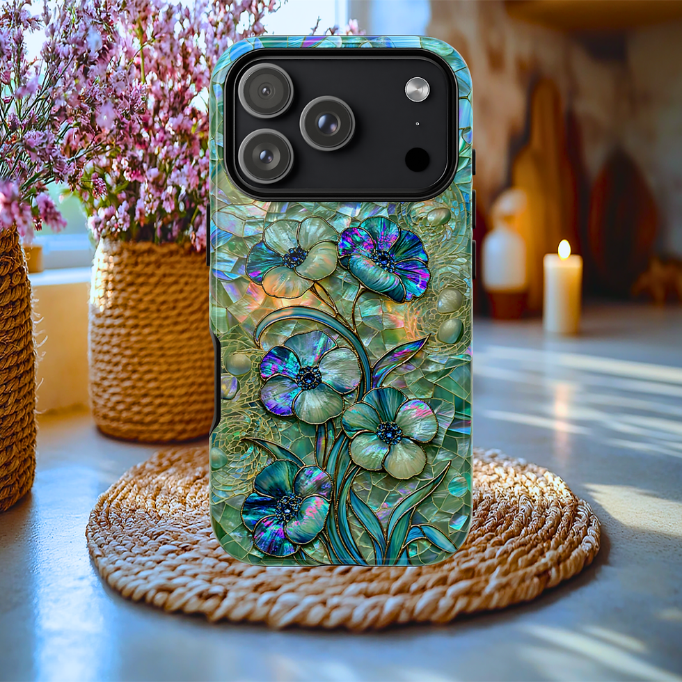 Faux Blue Mother of Pearl Floral Case iphone 17 pro