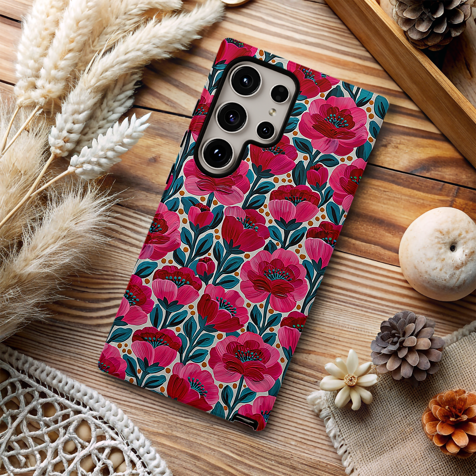Thumbnail: Shabby Chic Pink Roses Floral Tough Case | iPhone, Galaxy S, Pixel