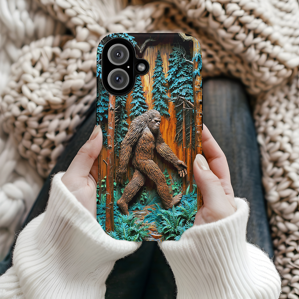 Thumbnail: Faux Wood Bigfoot, Sasquatch Tough Case for iPhone, Galaxy S or Google Pixel