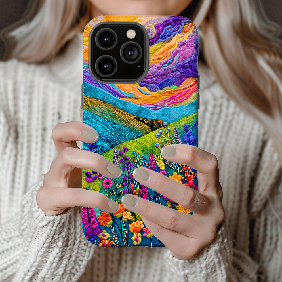 Thumbnail: Faux Felt Wildflowers tough case, iphone, Galaxy S, Google pixel 