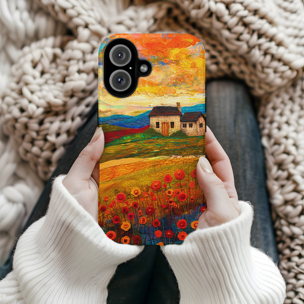 Faux Felt wildflowers tough case for iPhone 16, Samsung 25 or Pixel 9 device