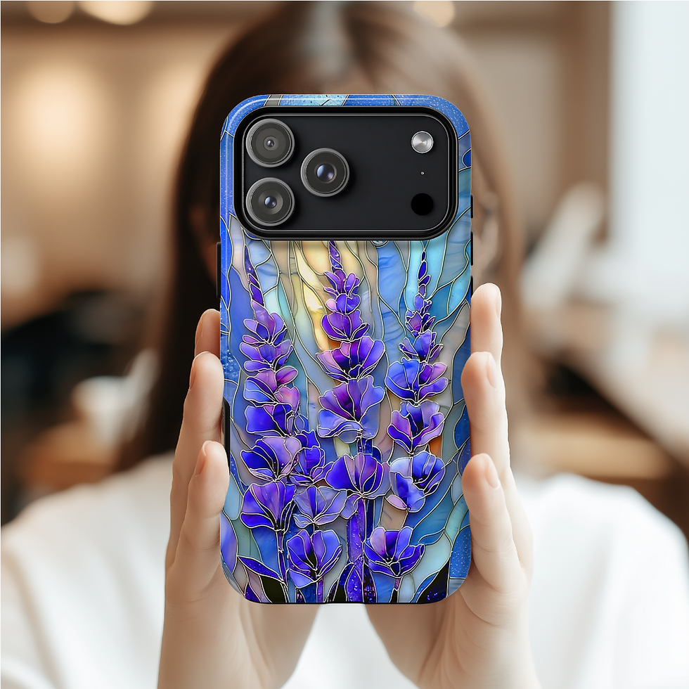 Thumbnail: Faux Stained Glass Lavender Tough Case, iPhone, Galaxy S, Pixel