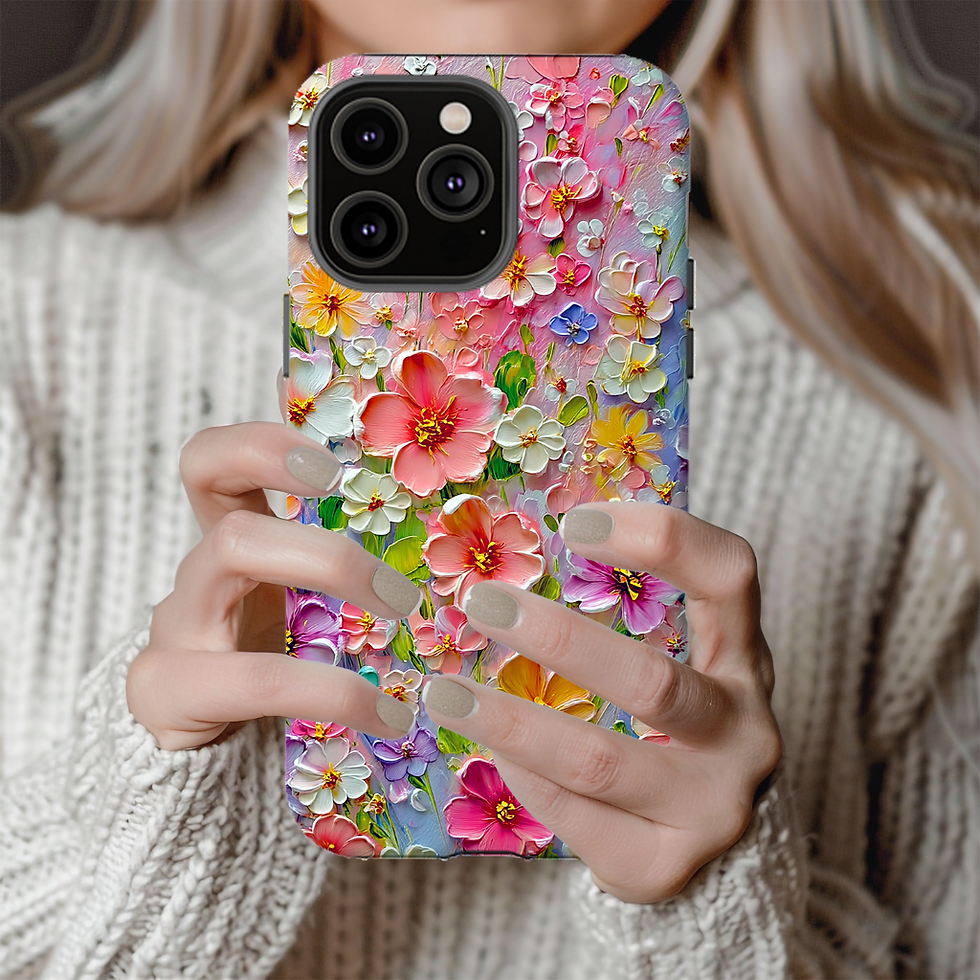 Thumbnail: Faux Painted effect Pastel Flowers Tough Case, iPhone, Galaxy S, Google Pixel