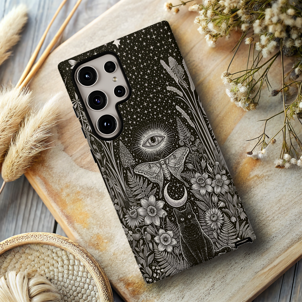 Thumbnail: Mystical Moon, Black cat Tough Phone Case, iPhone, Galaxy S, Google Pixel
