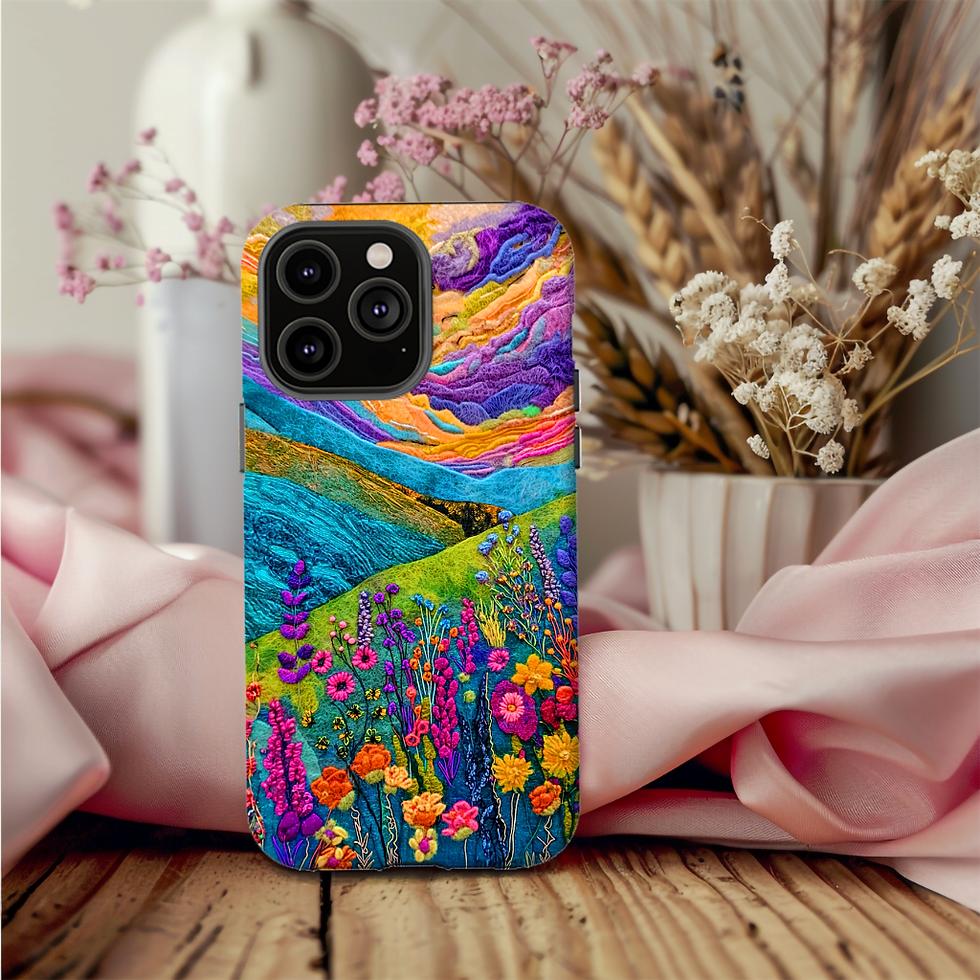 Thumbnail: Faux Felt Wildflowers tough case, iphone, Galaxy S, Google pixel 