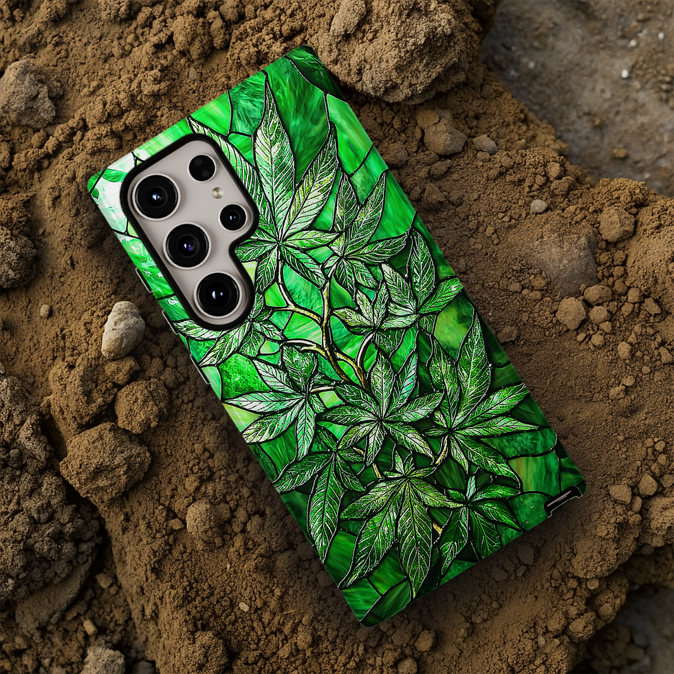 Thumbnail: Faux Stained Glass Cannabis Tough Case, for iPhone, Galaxy S, or Pixel device