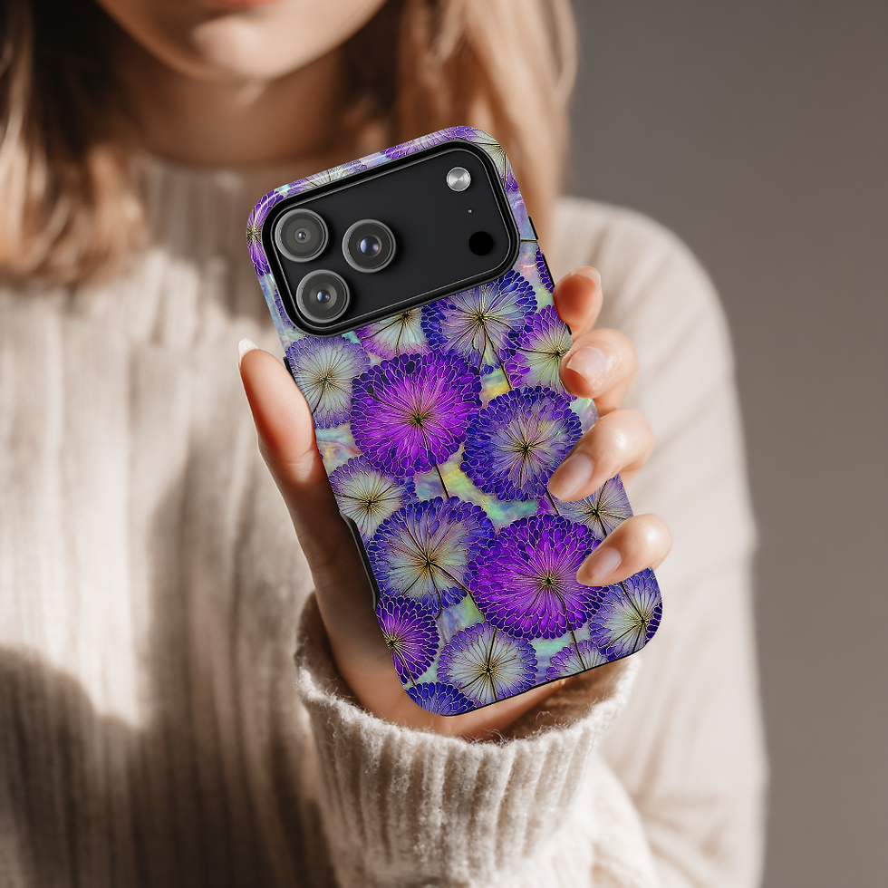 Thumbnail: Faux stained Glass Allium Tough Case, iPhone Pro Max, Galaxy S ultra, Pixel pro