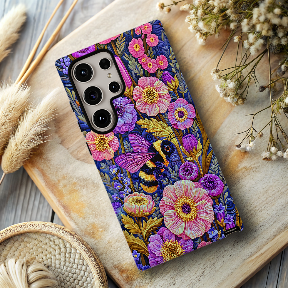 Thumbnail: Cute Bumblebee and Purple flowers Tough case, iphone, Galaxy S, Google Pixel