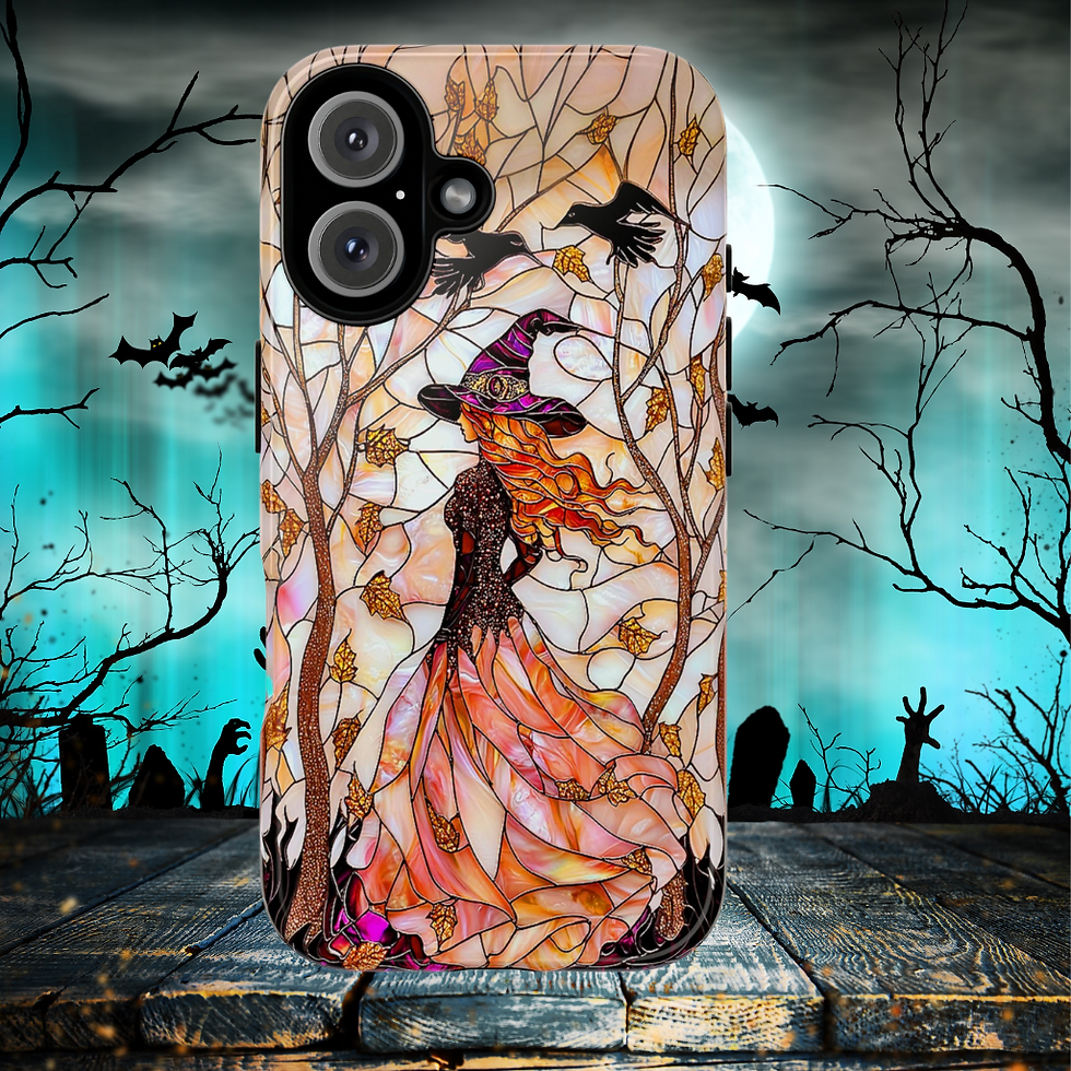 Thumbnail: Faux Stained glass Witch tough Case, Halloween Witch
