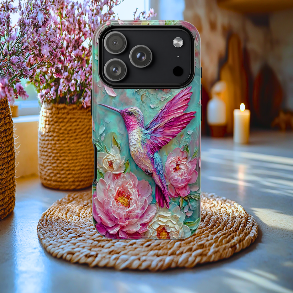 Faux Painting Hummingbird and flowers Tough Case