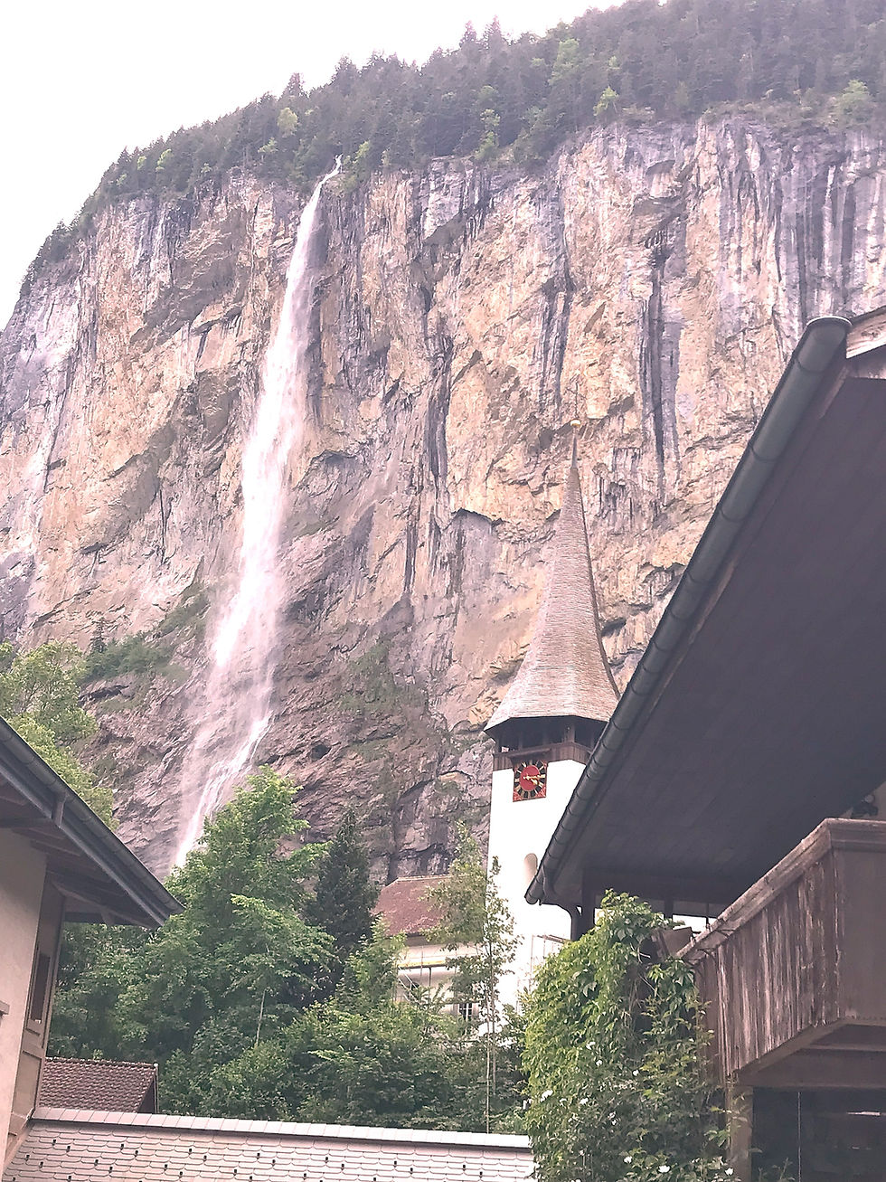 Lauterbrunnen Valley above Interlaken with Staubbach Falls by Max Rumbaugh