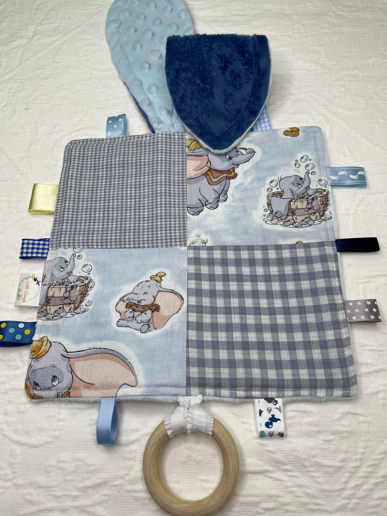 Dumbo Blue  - Minky Lovey Teether Comforter