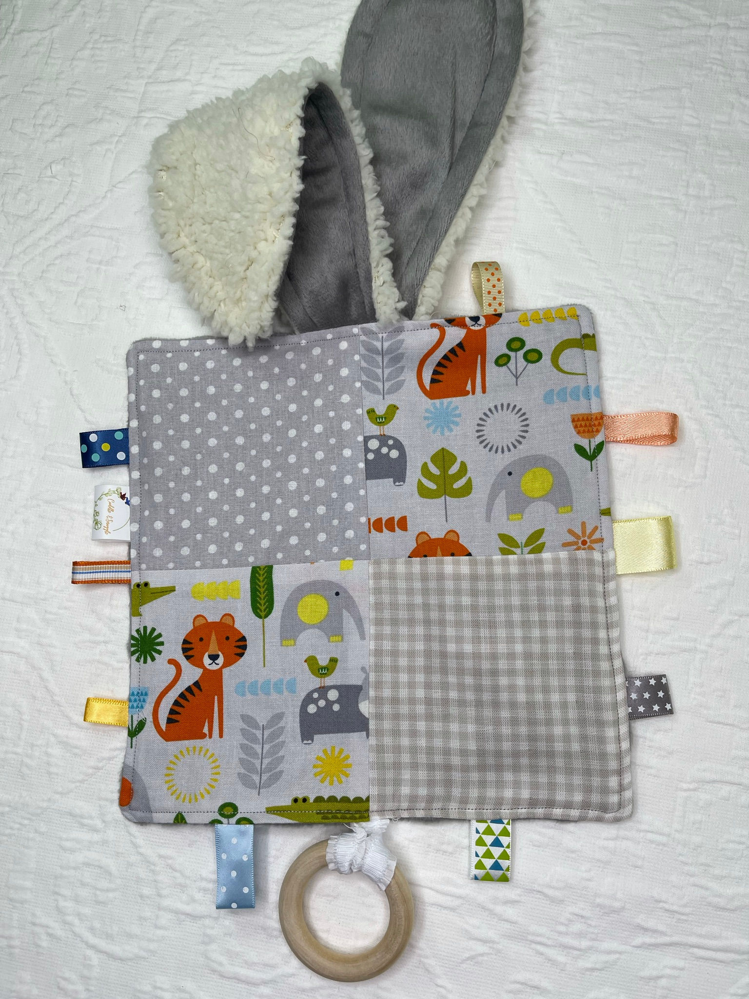 Jungle Friends - Minky Lovey Taggy Comforter