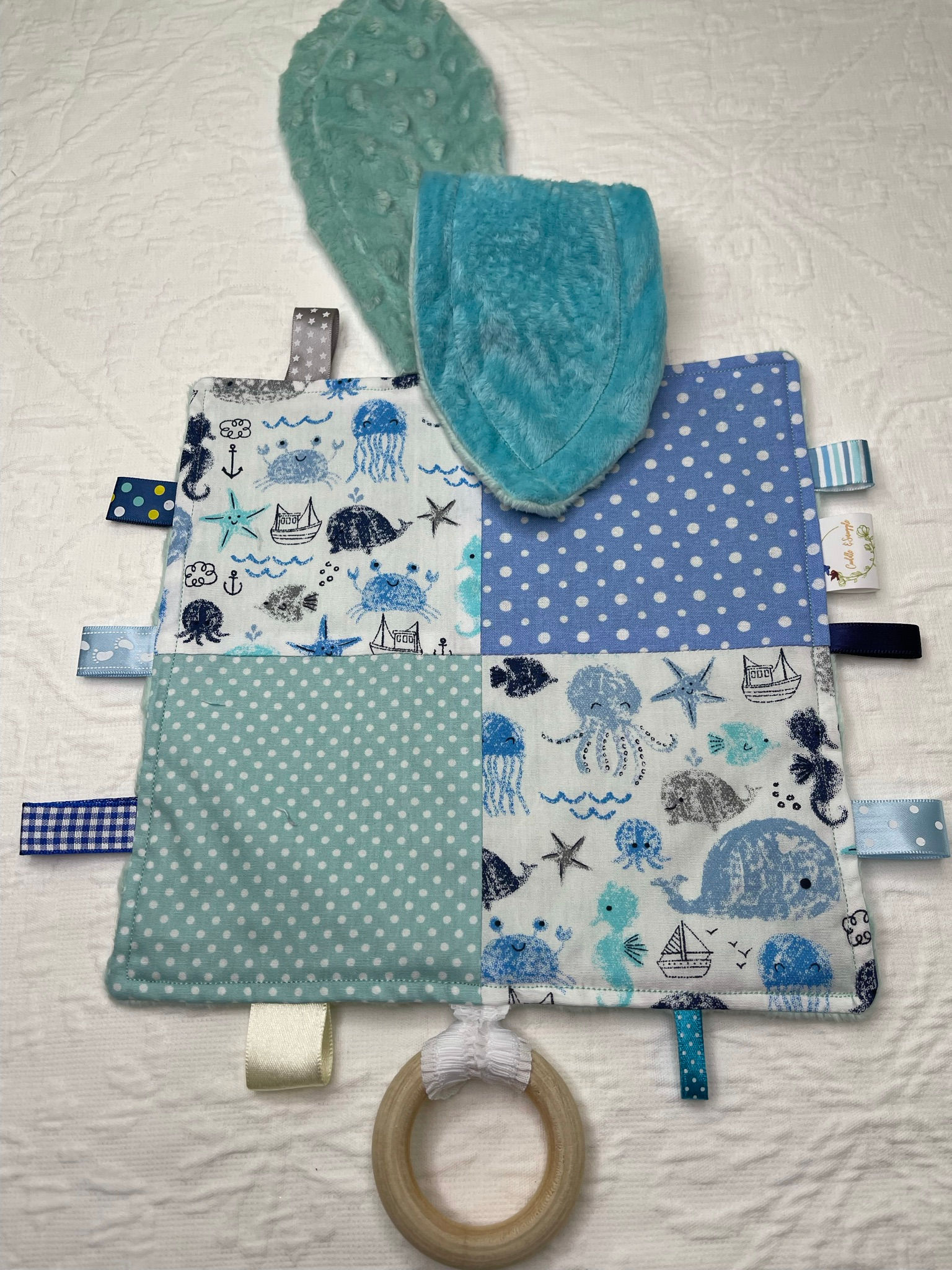 Friends of the Sea - Minky Lovey Taggy Comforter