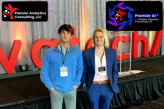 Ryan Paul Lafler ((right) and Miguel Angel Bravo (left) standing side by side, with Premier Analytics Consulting and Premier AI logos overlaid at the top.