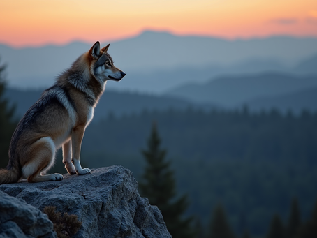 A lone wolf surveying it's territory