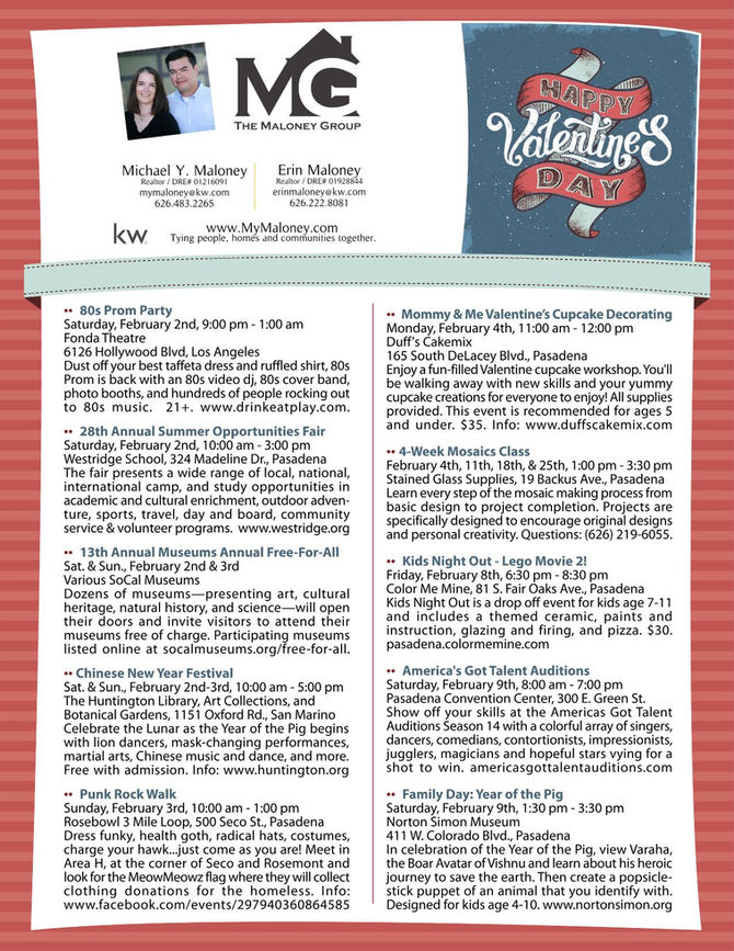 OUR TOP EVENTS FOR FEBRUARY