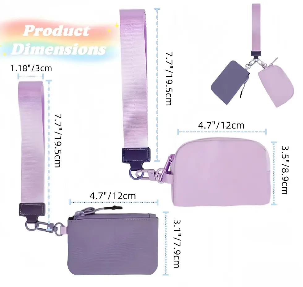 Thumbnail: Keychain Wallet - Mini Zip around Wristlet Wallets with Detachable Dual Pouch - 