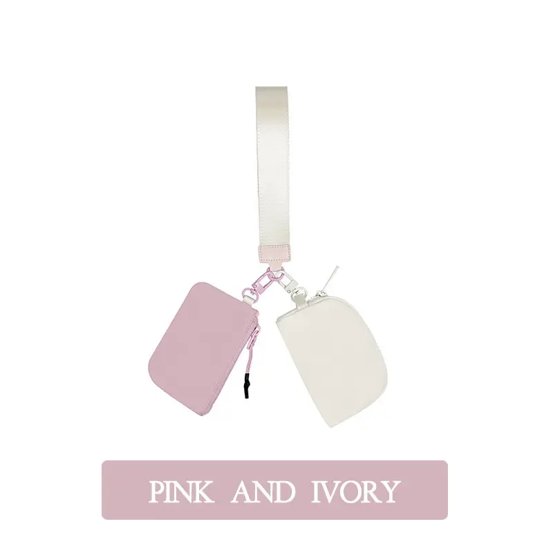 Thumbnail: Keychain Wallet - Mini Zip around Wristlet Wallets with Detachable Dual Pouch - 