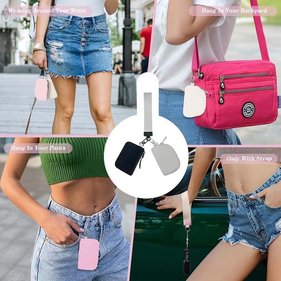 Thumbnail: Keychain Wallet - Mini Zip around Wristlet Wallets with Detachable Dual Pouch - 
