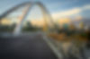 Walterdale suspension bridge and saskatchewan river with skyline in Edmonton Alberta Canad