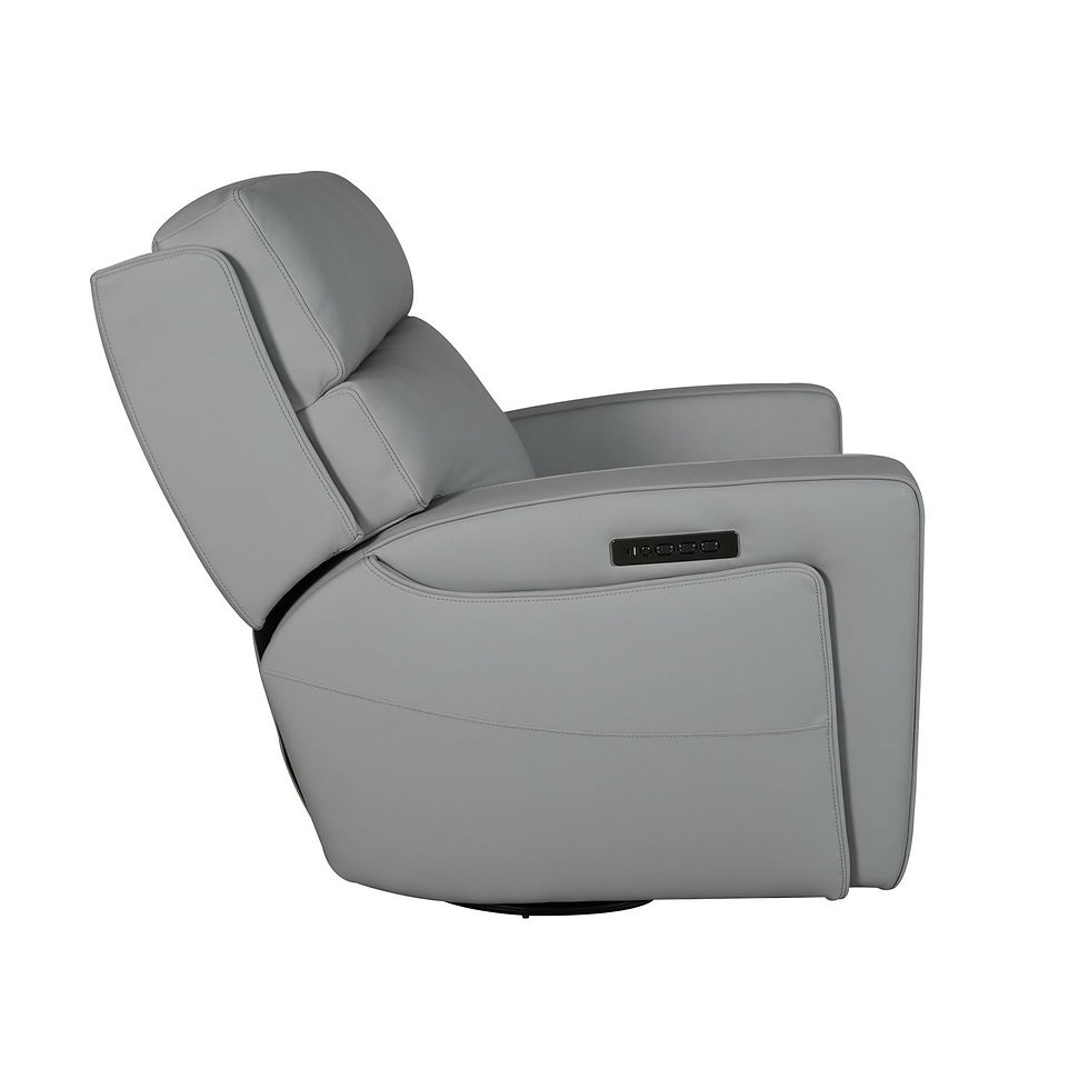 Thumbnail: Chase Gray Leather Power Swivel Recliner w/Adjustable Headrest & USB