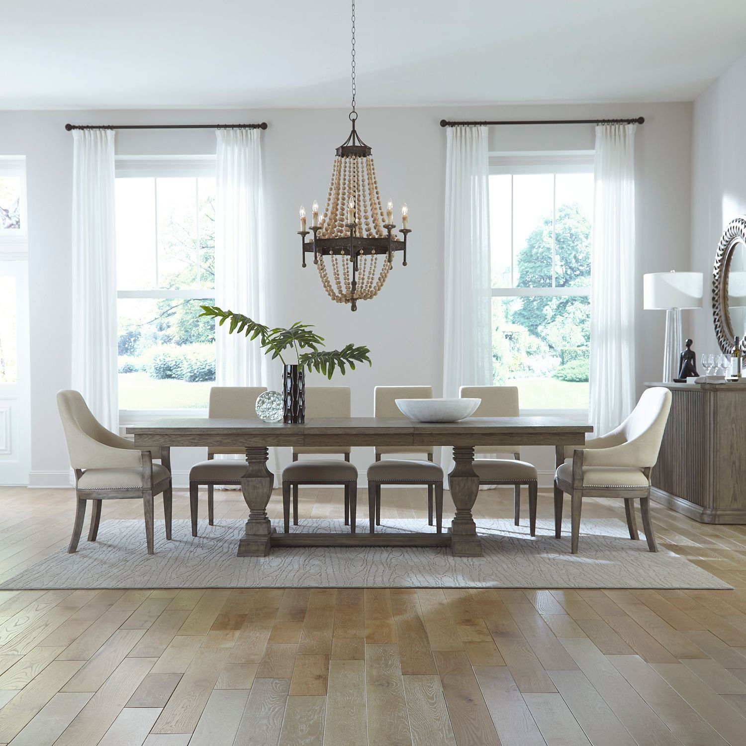 Westfield Extension Trestle Dining Table, 4 Side Chairs & 2 Arm Chairs