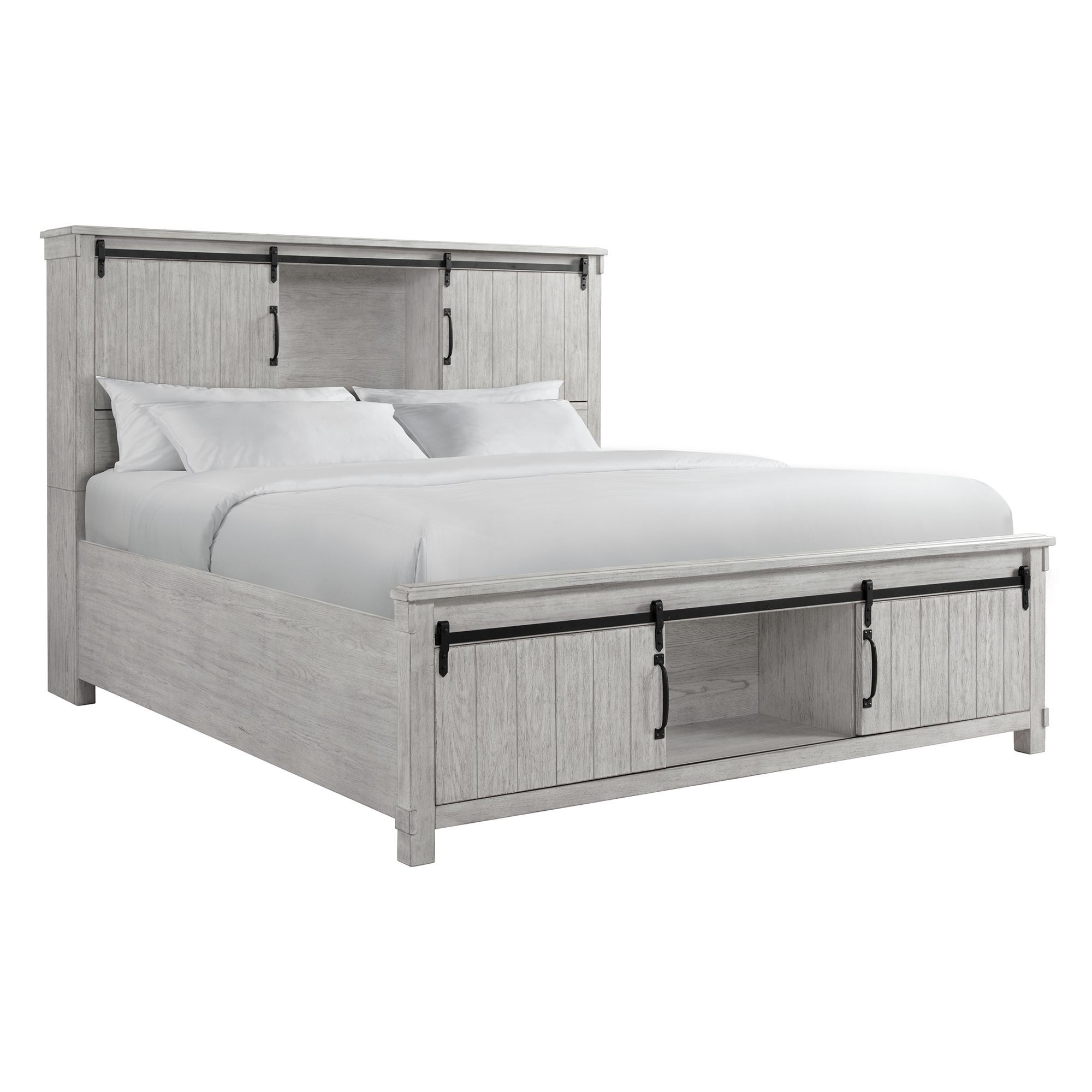 Scott Whitewash Queen Platform Storage Bed