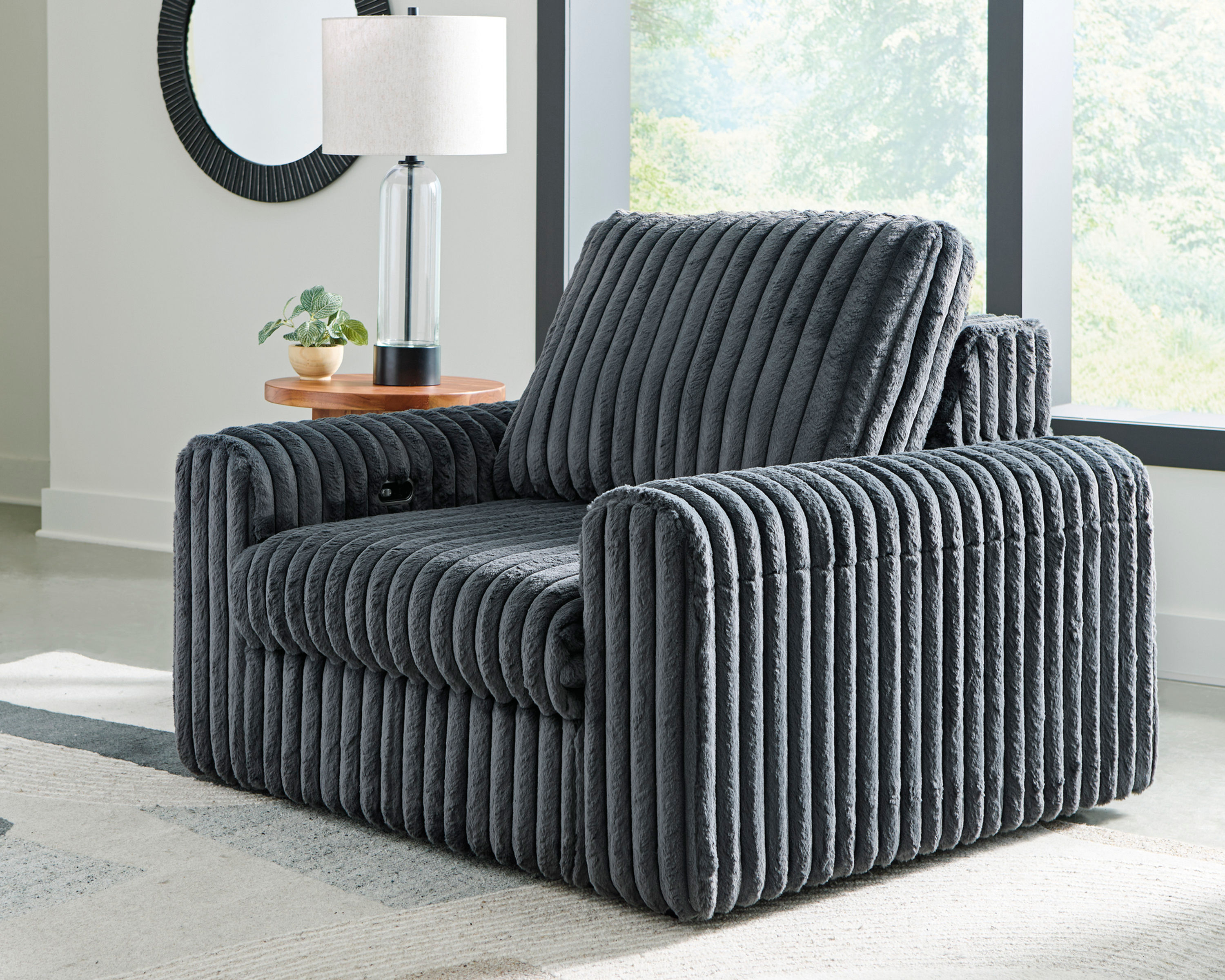 HamlinBay Gunmetal Power Gliding Chaise