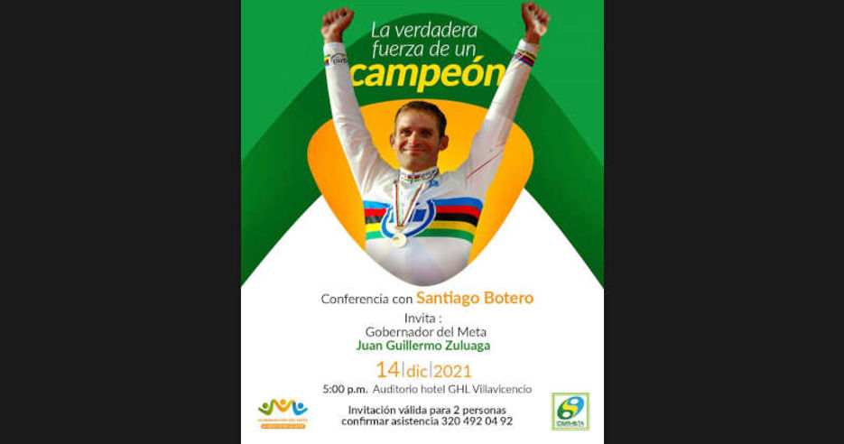 Conferencia con el ciclista Santiago Botero en Villavicencio