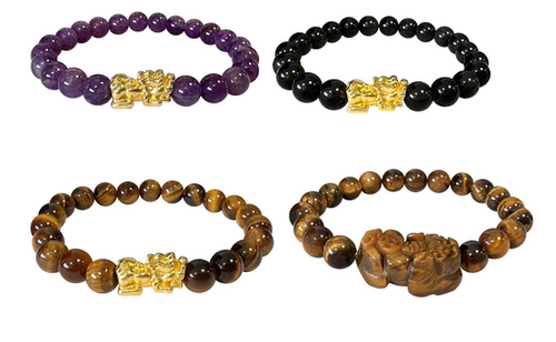 Bracelet Feng Shui Pi Xiu En Perles D'obsidienne Noire - Modèles Divers - Neuf Sans Emballage