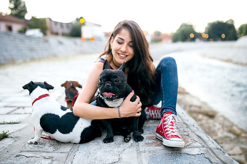 Menina com cães
