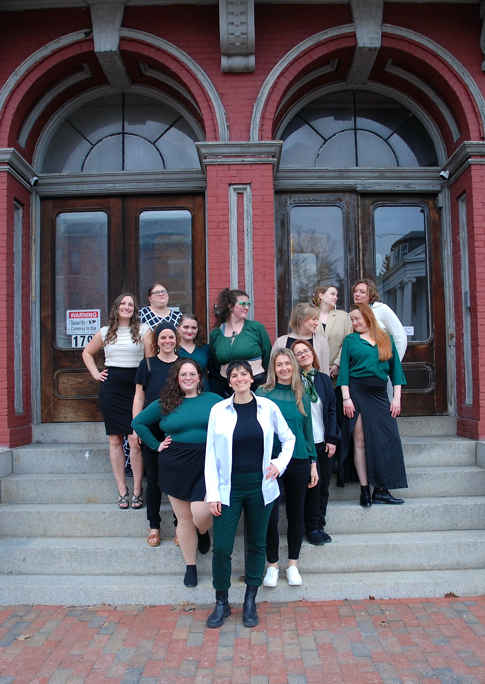 The Pine State Pitches pose for a photo before their fourth annual concert at One Longfellow Square in Portland, Maine. Photo by Quinlan Ashmore.
