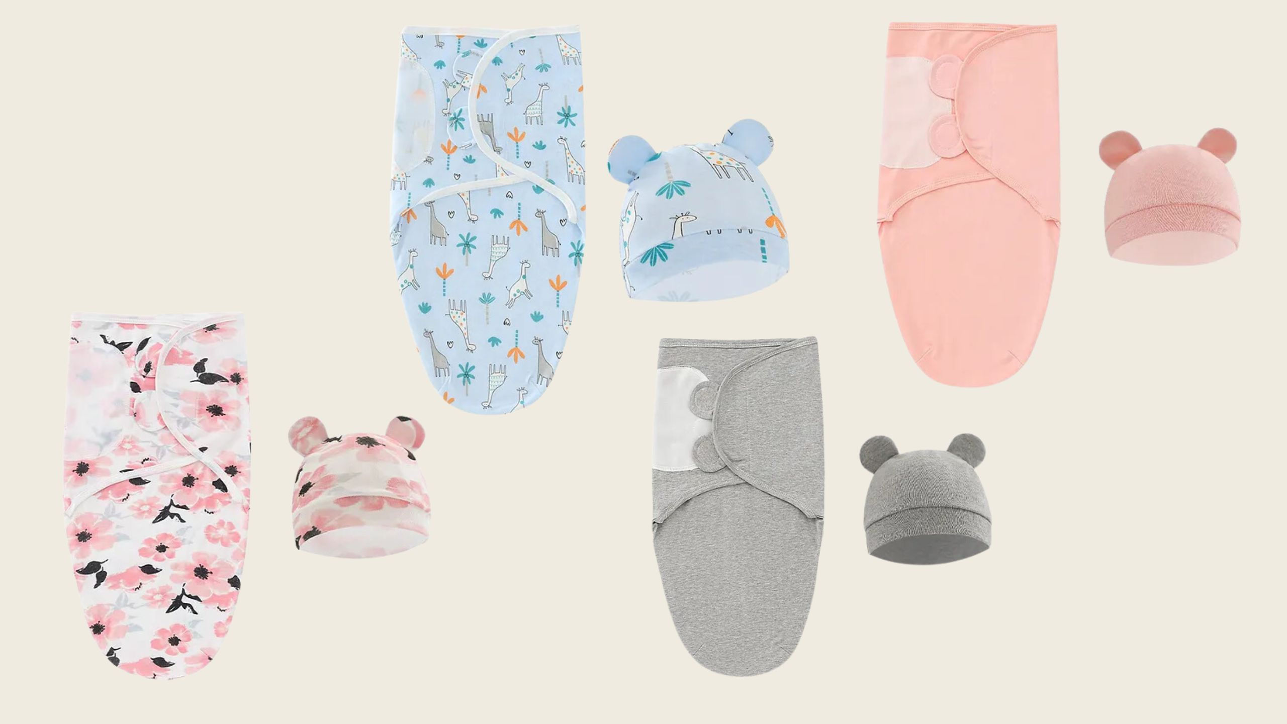 Muslin blanket wrap hat set – organic cotton unisex baby swaddle 0–6 months