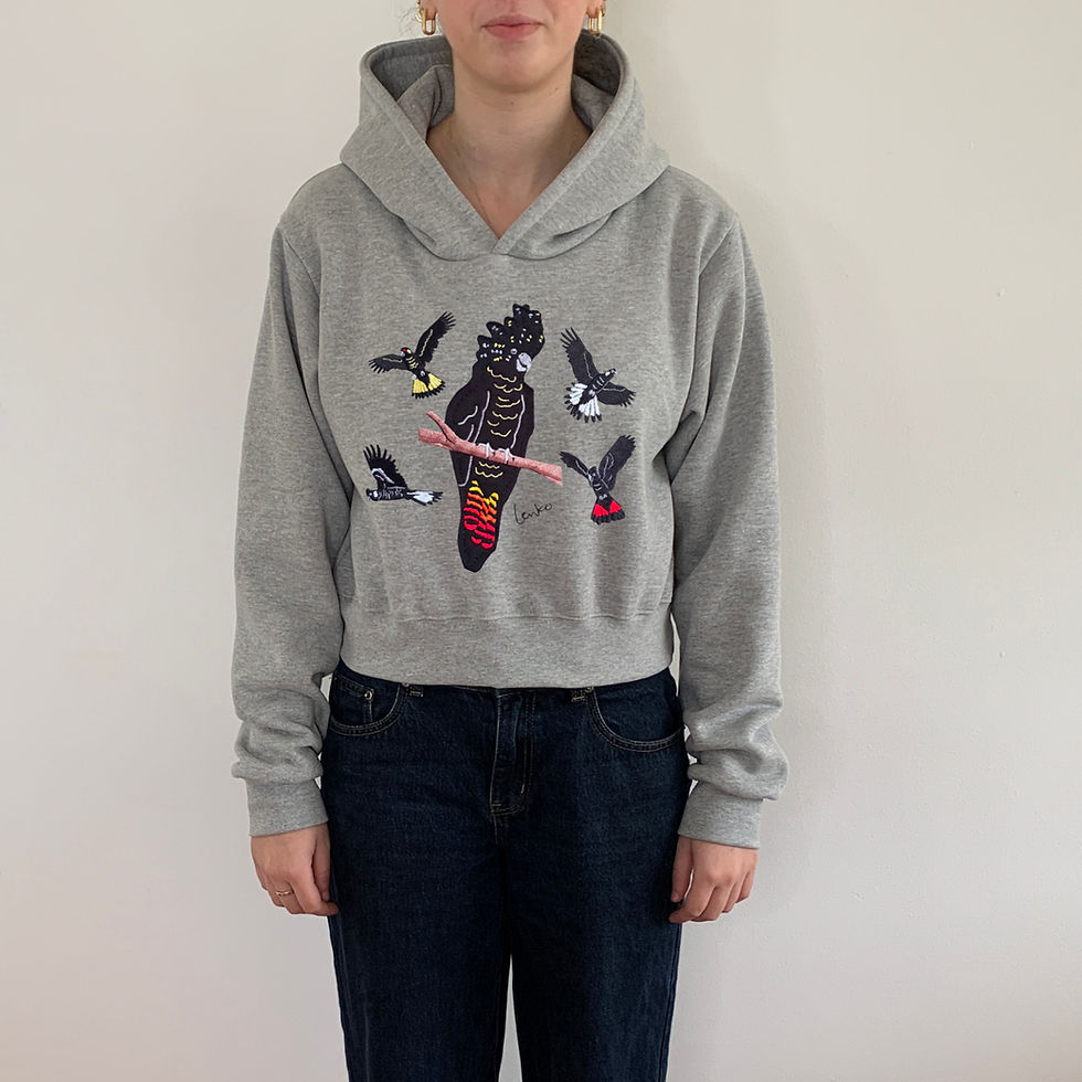 Thumbnail: Black Cockatoos- Crop Hoodie