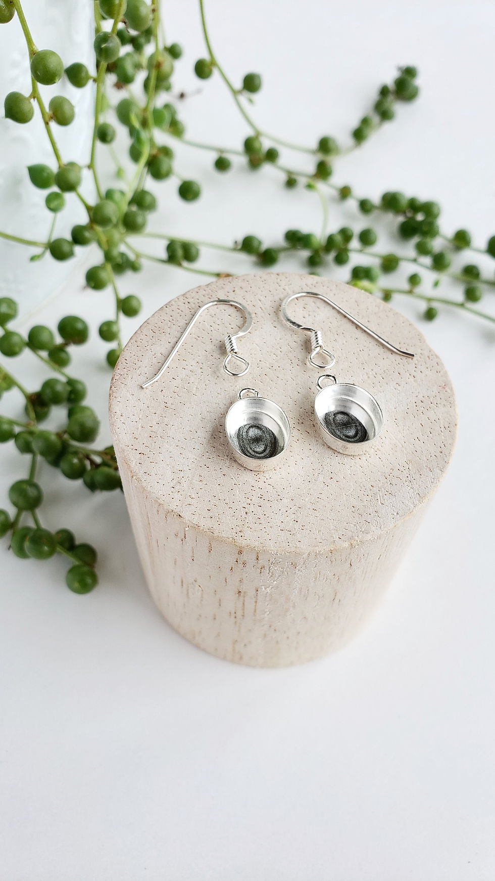 Thumbnail: 12x10mm Oval Sterling Silver Drop Earrings