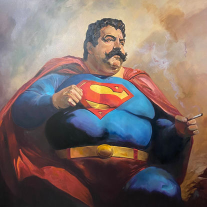 An Oil Painting from the series, 'The Apollo Cafe', by Visual Artist, Adilson De Oliveira.