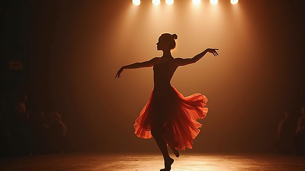 Close-up view of a dancer performing on stage
