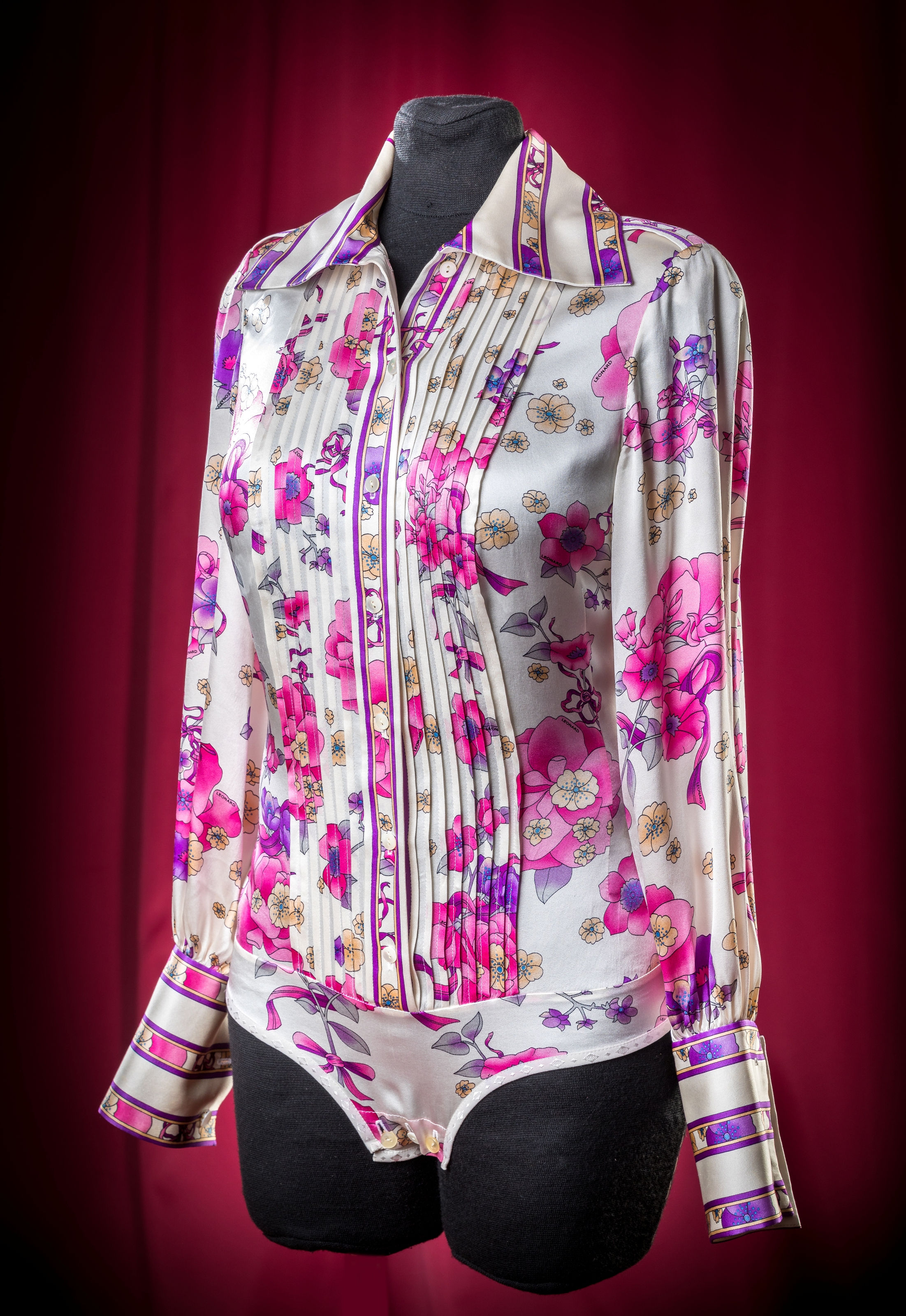 Body blouse made of pattern satin silk with folds DressTheatre Couture