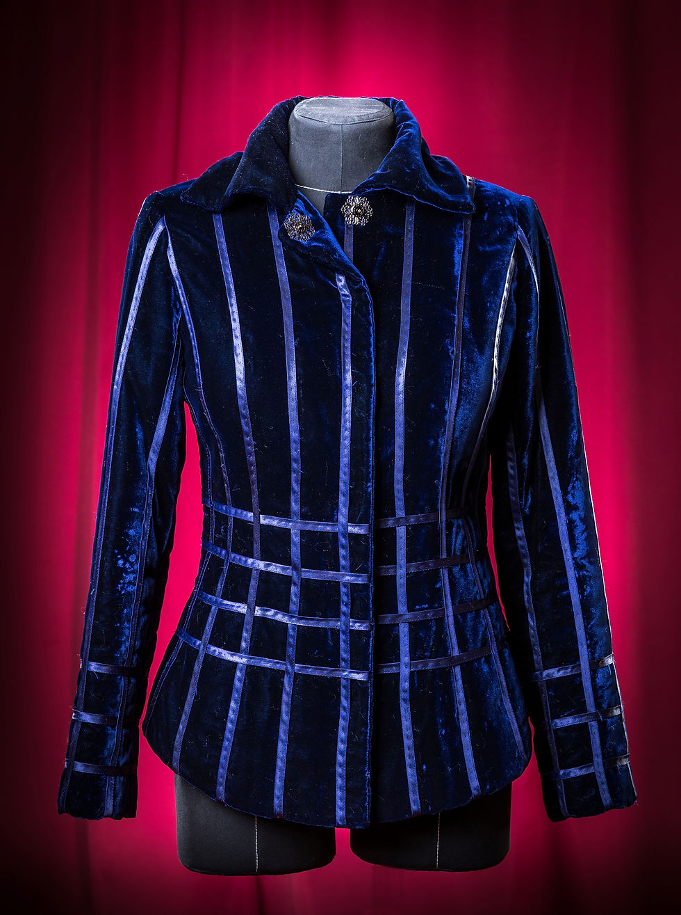 Миниатюра: Телогрейка синяя из бархата. DressTheatre Couture by Dora Blank