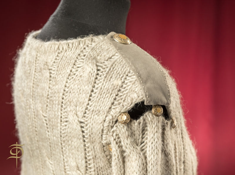 Миниатюра: Light grey knitted dress with seude decor DressTheatre Couture