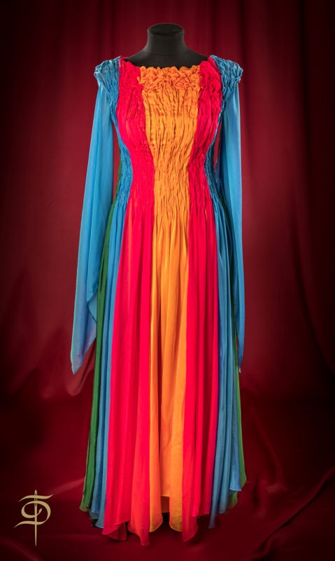 Colorful chiffon long dress with draperies DressTheatre Couture